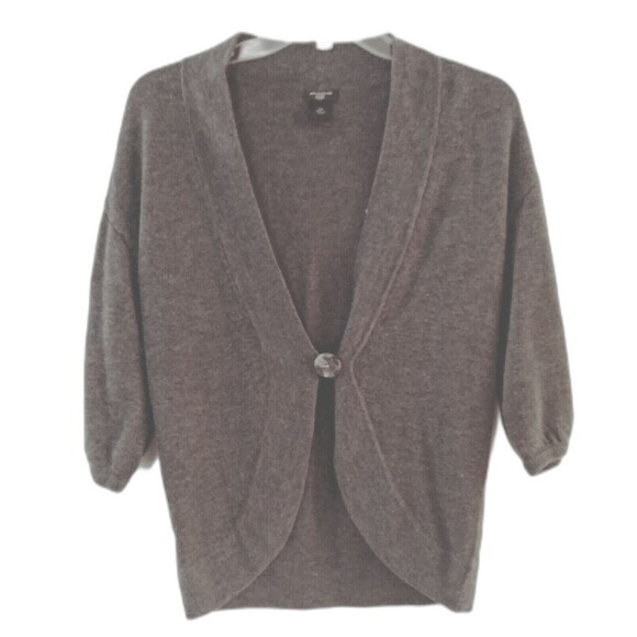 Ann Taylor Sweaters - Ann Taylor Petite XS Sweater Gray One Button Cardigan 3/4 Sleeves Soft Banded